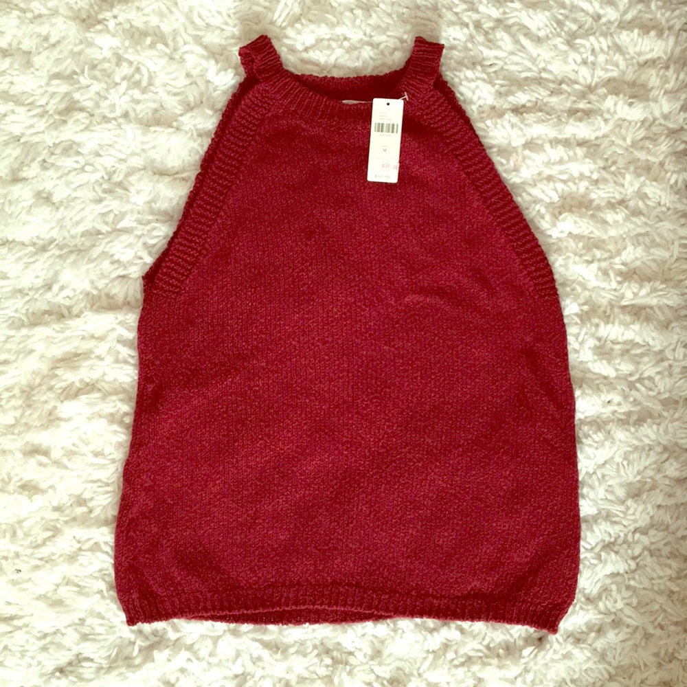 Knit high neck tank top